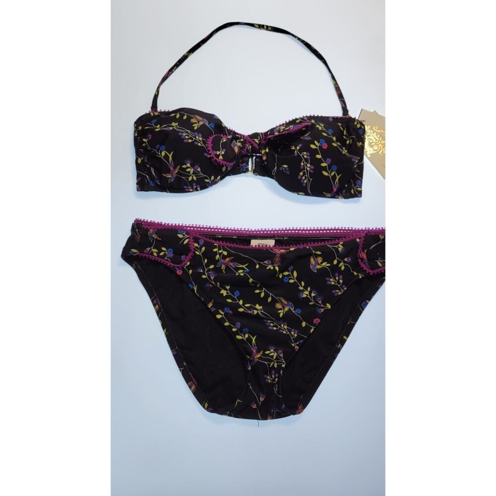 Becca By Rebecca Virtue Swim Bikini Womens Set Adjustable Multicolor Floral M